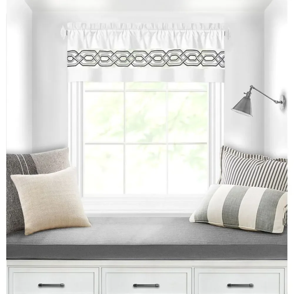 PowerSellerUSA Sleek & Clean Minimalist Embroidered Two-Tone Window Curtain